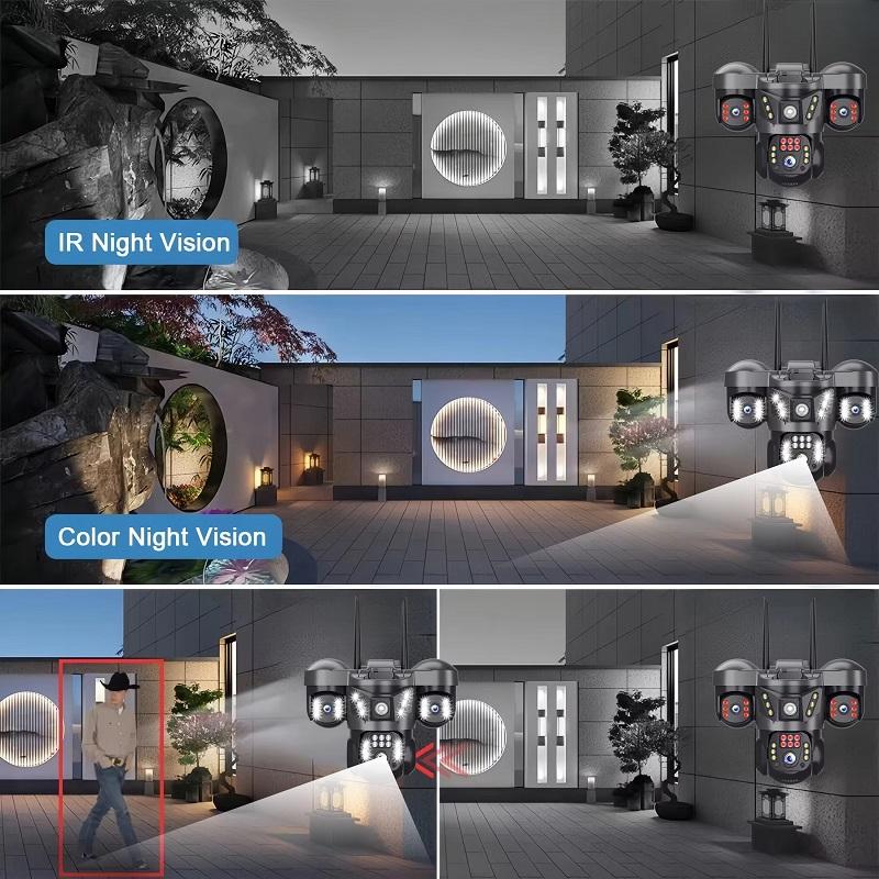 V380 Pro 4G IP Kamera 15MP Wifi Üçlü Lensler Üçlü Ekranlar İnsan Algılama Güvenlik Video Monitörü Dış Mekan Su Geçirmez CCTV Kamera