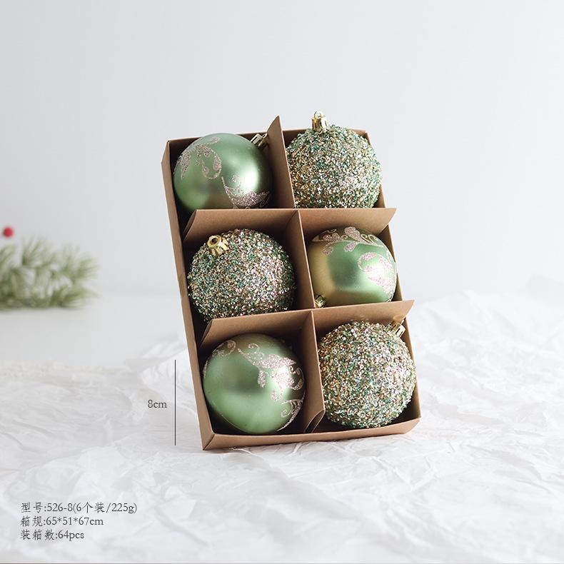 6/8/10cm Green Christmas Ball Ornaments Set, Unique Shapes Shatterproof Hanging Decor for Xmas Tree Home Party, Family Children