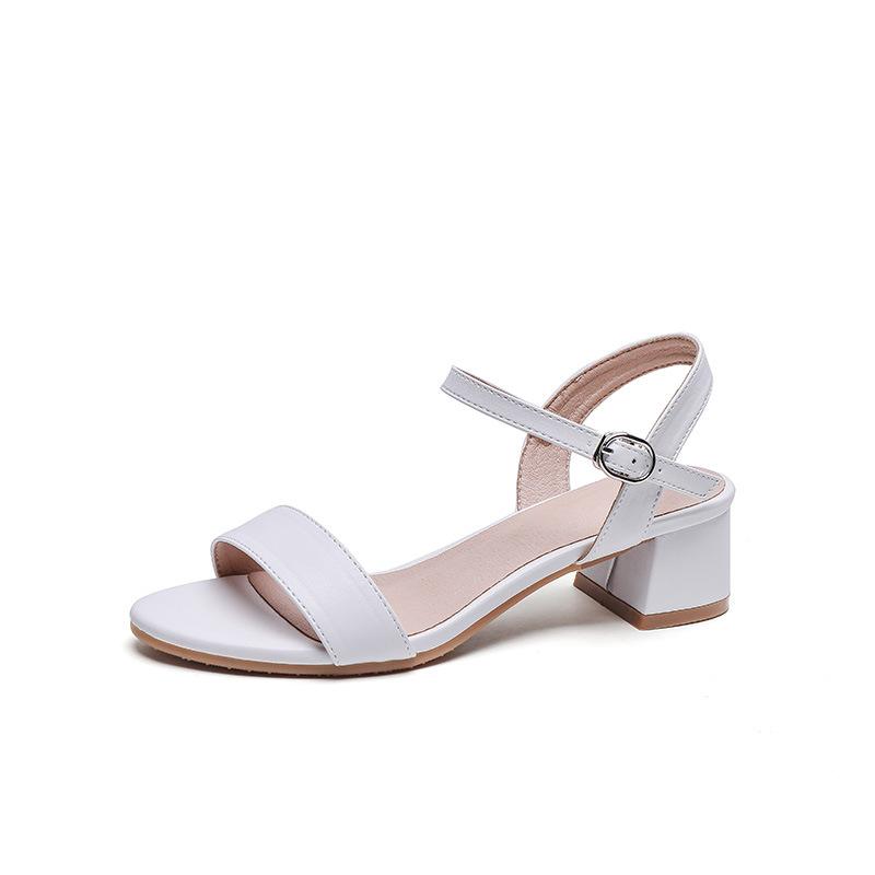 

Fashion Women s Summer French Elegant Open-Toe High Heel Sandals Simple and Versatile Anti-slip Rubber Sole Chunky Heel Dress Sandals 36