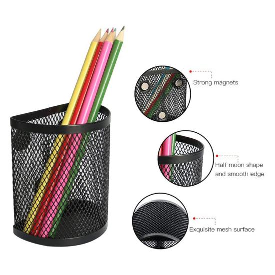 Pencil Holder Good Ventilation Fine Mesh Space-saving Metal Multifunction Desktop Magnetic Basket Pen Storage Box Daily Use