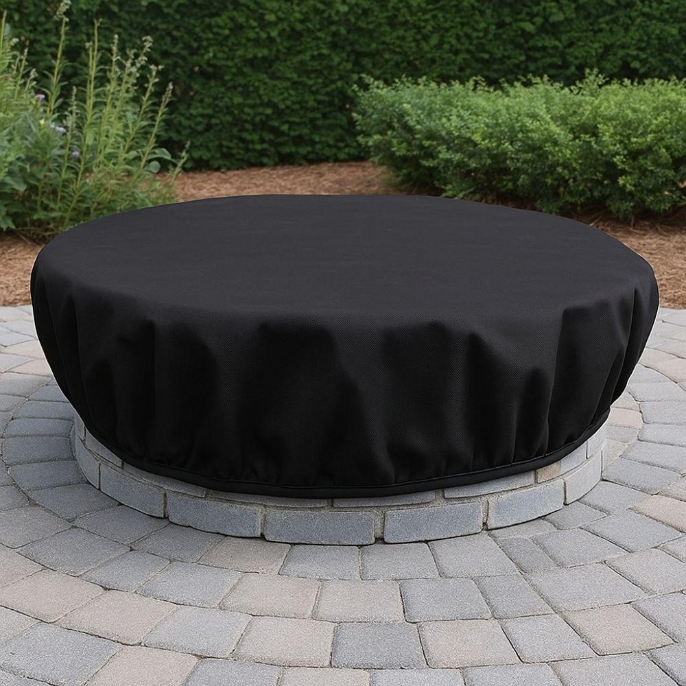 Weather Resistant Firepit Cover 600D Oxford Protective Cover  Built-in Stone Firepits