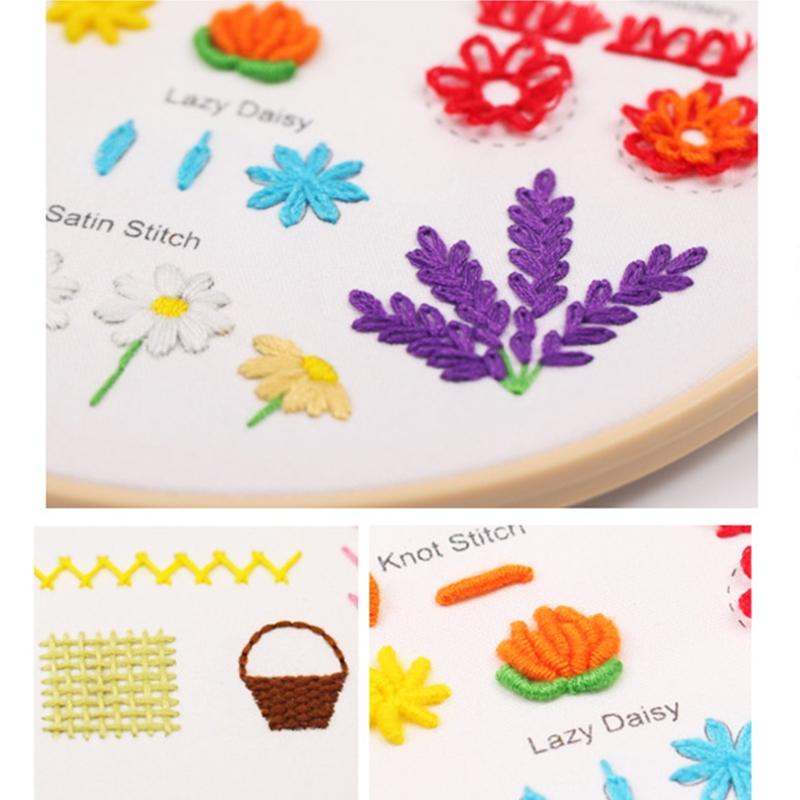 Embroidery Kit for Beginners DIY Lovers Practical Embroidery Stitch Practice Kit Crucifix Stitch Kits for w/ Embroidery
