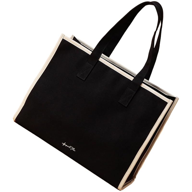 

[AppelToi] black tote bag ladies tote A4 fashionable cute a4 Gusset handbag shoulder bag carry on commute Commuting to school simple Plain color