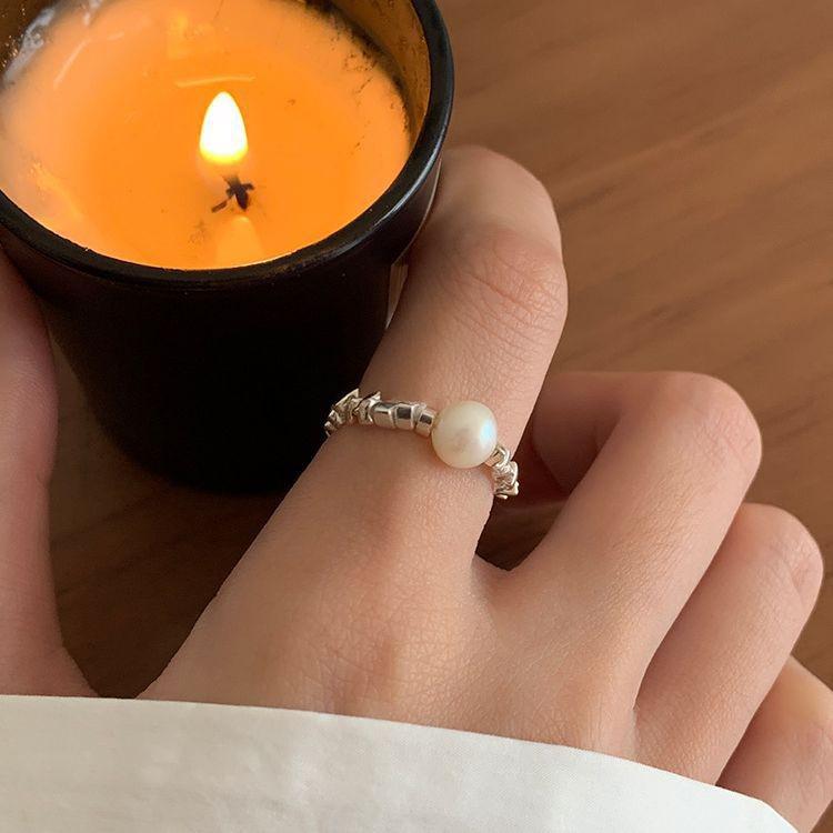Sweet Pearl Crushed Silver Ring: Women s Stackable Grape Cluster, Trendy Ins Style, Personality Index Finger Ring