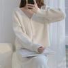 Autumn New Gentle Wind Comfortable Loose Simple Lazy Sweater Jacket Short V-neck Soft Waxy Knitted Cardigan Women