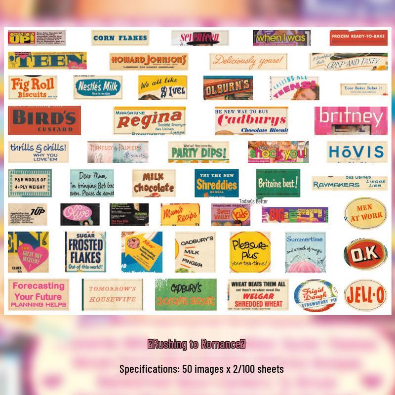 Retro Nostalgische Erinnerungsjournal Aufkleber: Englische Etiketten für DIY-Collage-Dekoration