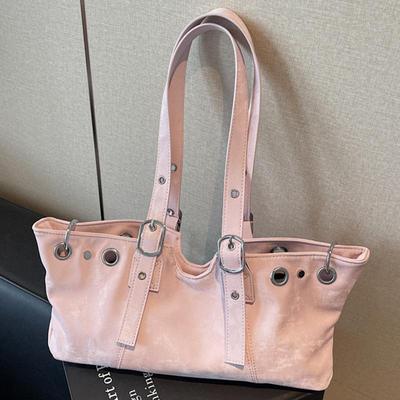 Borsa a spalla singola da donna di nicchia per pendolari, borsa retrò con rivetti da motociclista per ragazza hot, da portare sotto il braccio
