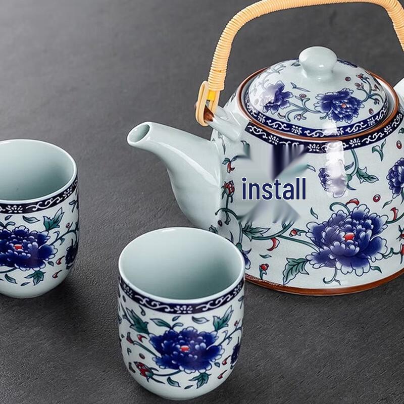 Pabei Retro Ceramic Tea Set (One Pot, Two Cups)