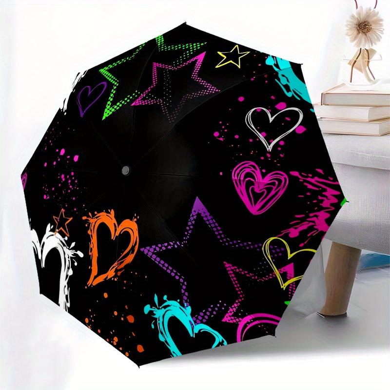 1pc Stars Hearts Themed High-quality Umbrella,Automatic Opening and Closing Umbrella,Multi-functional Umbrella G0811310