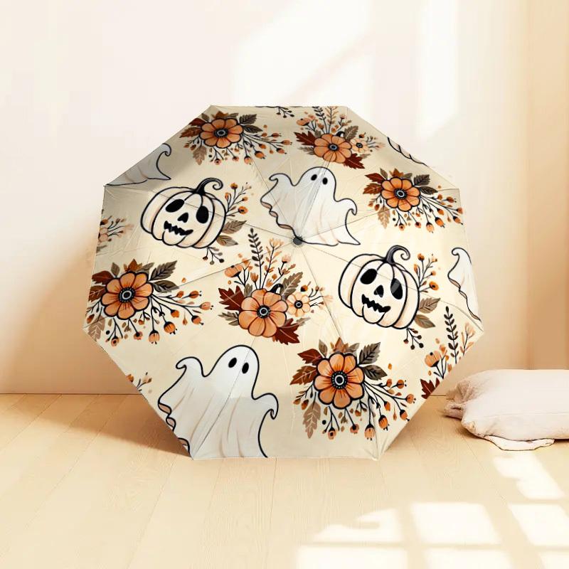 1pc Ghost Pumpkin Pattern Umbrella  Automatic Opening and Closing Umbrella, High quality Umbrella, Ideal Gift for Her 189