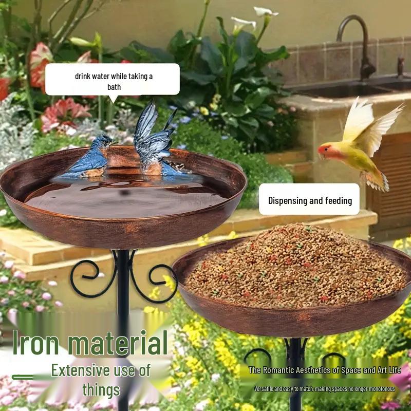 Cross-border Outdoor Garden Bird Feeder, Hummingbird Bath & Iron Art Decor