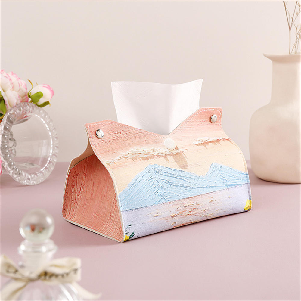 PU Leather Napkin Holder Tissue Bag Foldable Paper Organizers Box