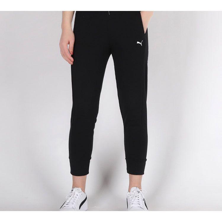 Puma Knitted Cuff Sports Long Pants Women bottoms Black 583877-01