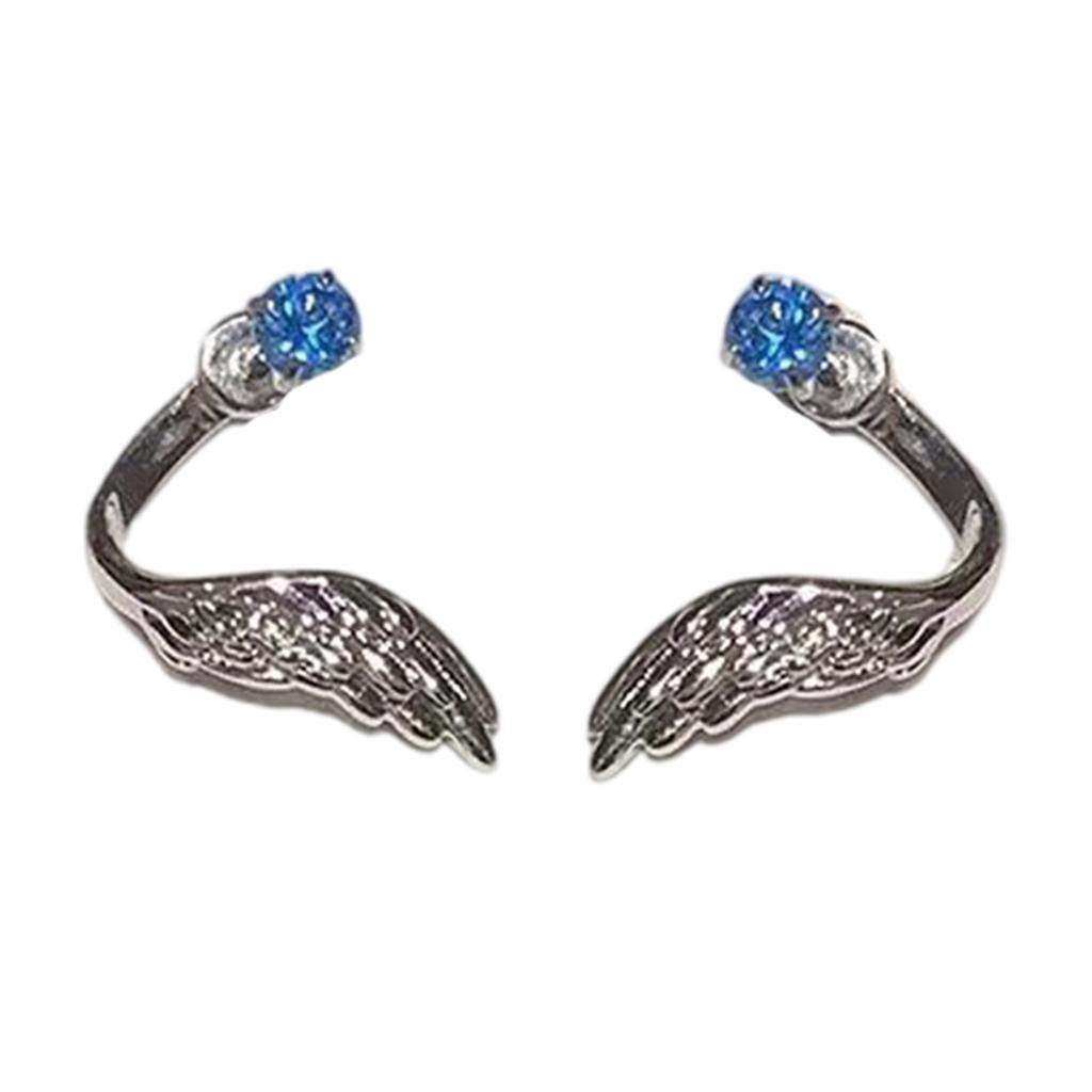 Angel Wing Twisted Rhinestones Studs Earrings Crystal Embellished Wing Ear Bone Nail Alloy Jewelry For Sensitive Skin