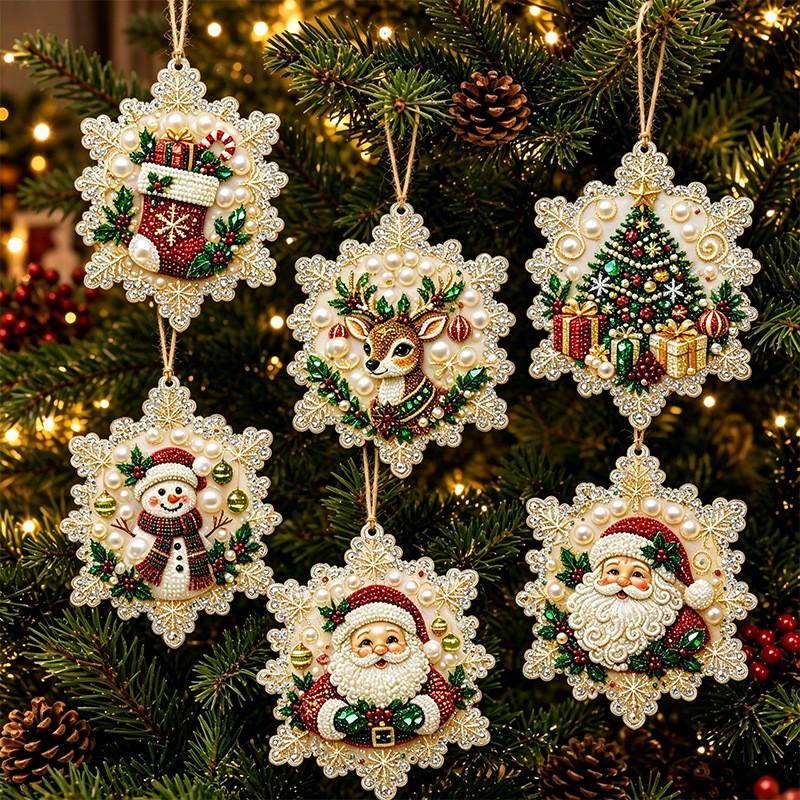 DIY Christmas Pearl Painting Kit Rope Tag Ornament Xmas Tree Decor