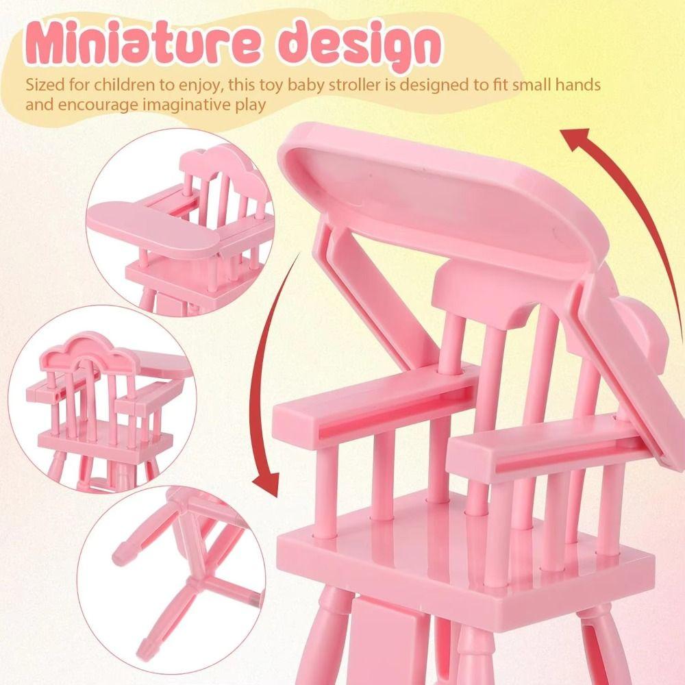 High Chair Dollhouse Stroller Pretend Play Dollhouse Baby Furniture DIY Accessories