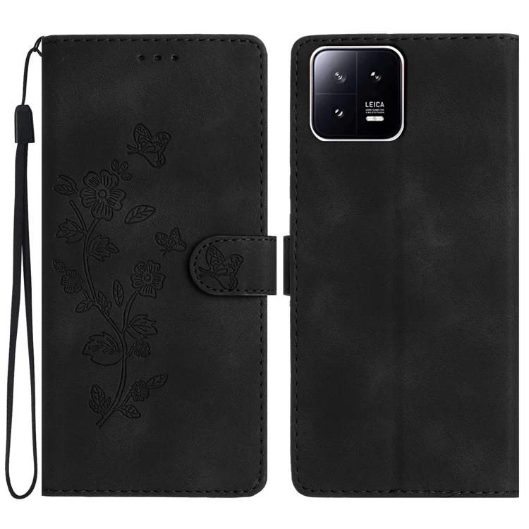 

PU Leather Wallet Case for Xiaomi 13 , Full Protection Flower Imprint Stand Phone Cover
