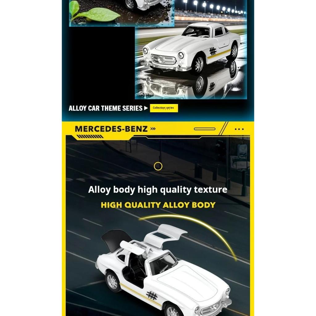 1/36 Modèle de Voiture en Alliage pour Benzs 300SL Diecasts Jouet en Métal Véhicules Classiques Modèle de Voiture Simulation Collection Cadeaux pour Enfants