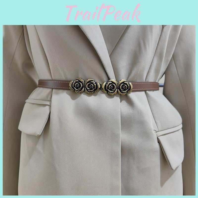 Shape Flowers Rose Buckle Women Leather Waist Belt For Everyday Fashion Wear