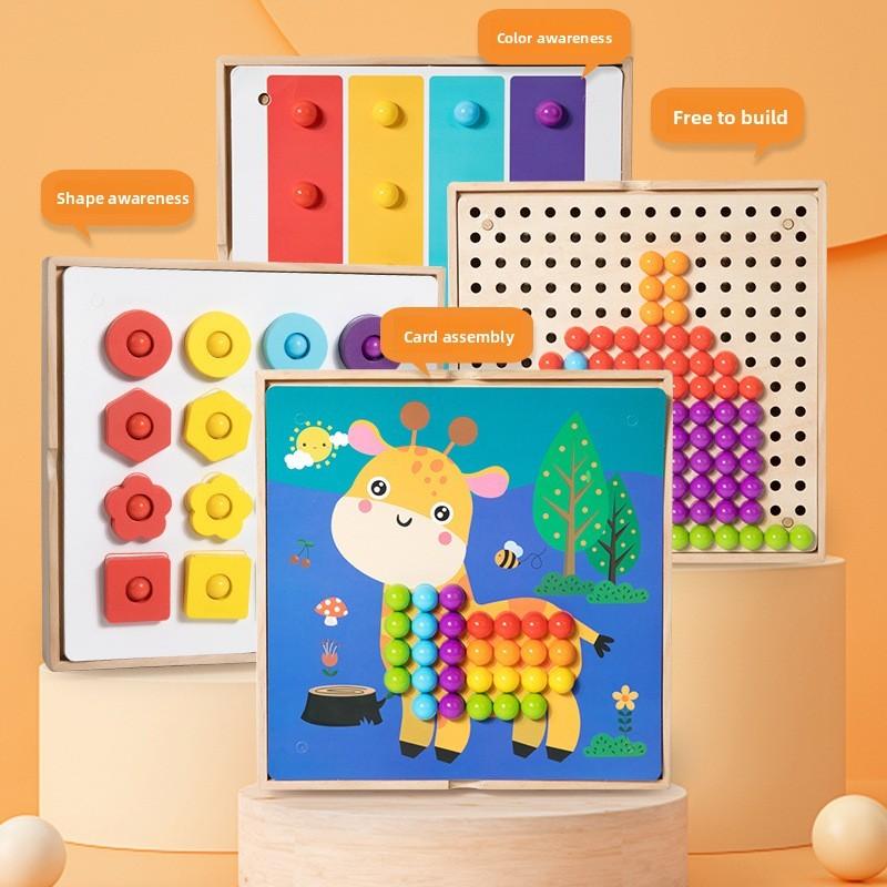 Wooden Learning Early Puzzle Toys Gear Geometric Parts Development Children