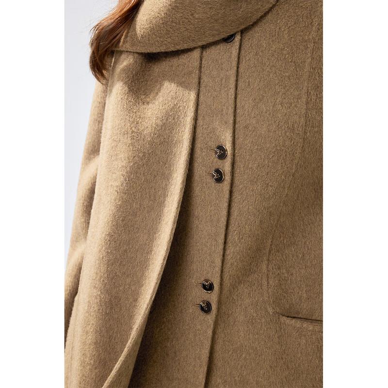 Autumn Water Lady's 100% Wool Scarf Collar Double-Faced Winter Coat