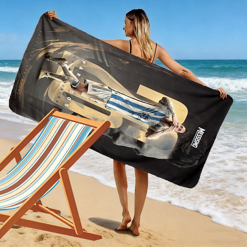 Messi Valor Print Strandtuch, Großes Weiches Schnelltrocknendes Handtuch für Strand Camping Schwimmen