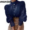 IHUASU Women's Fashion Casual Solid Color Print Long Sleeve Blouses & Shirts