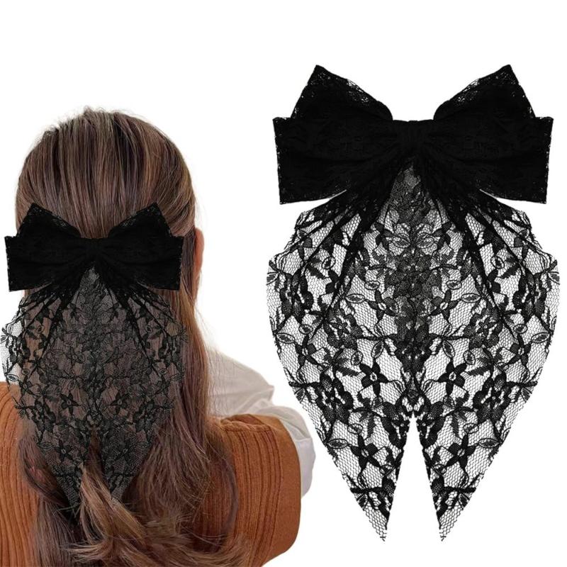 1Pcs Sweet Lovely Princess Style Hairpin  Tailcoat Lace Bow Hair Clip Girl Romantic Wedding Season Headwear Gift