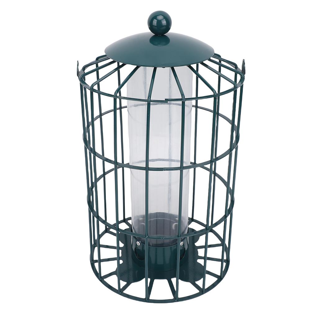 Caged Bird Feeder for Wild Birds Outside Squirrel Proof Hanging Tube Bird Feeder Chewproof Rustproof 7.1x12.6in Iron