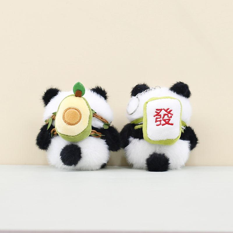 Adorable Plush Panda Toy Keychain Soft Fruit Panda Doll Pendant For Bags