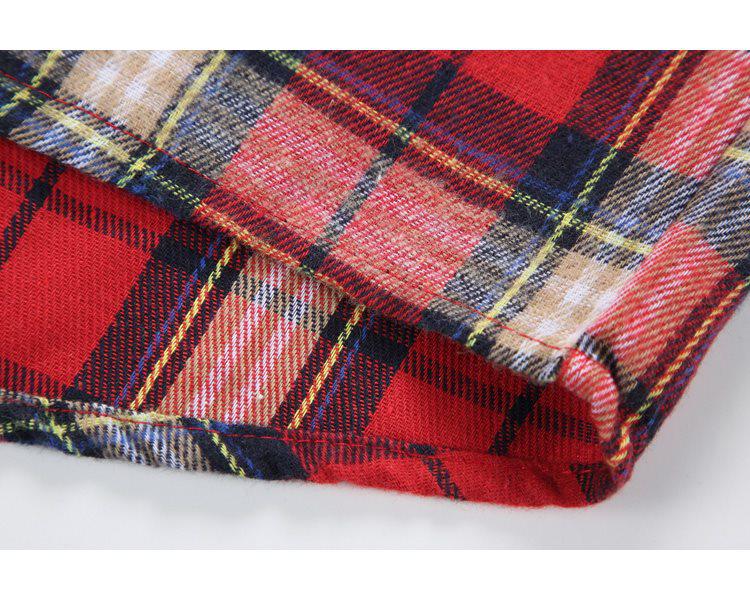 Korean Retro Plaid Plus Size Lapel Short Sleeve Shirt