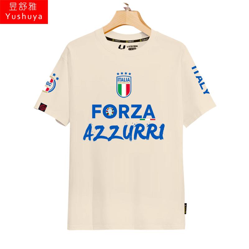 Italy Team European Cup World Cup Football Fan Uniform Short Sleeved T-shirt Men's and Women's 3D Printed T-shirt Summer