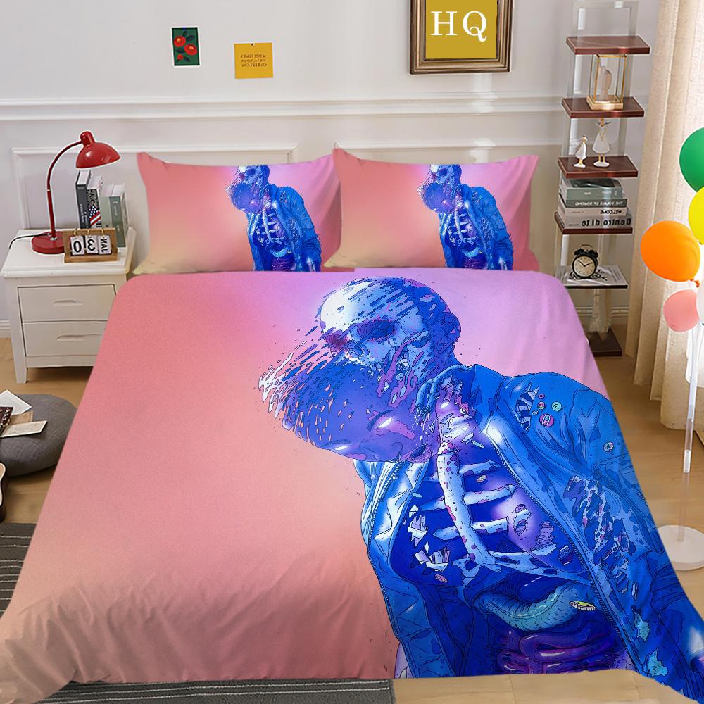 Skull Printing Bedding Cover Bedspreads Teens Double Size Bed Set Cover Microfiber Highend Home Bedclothes