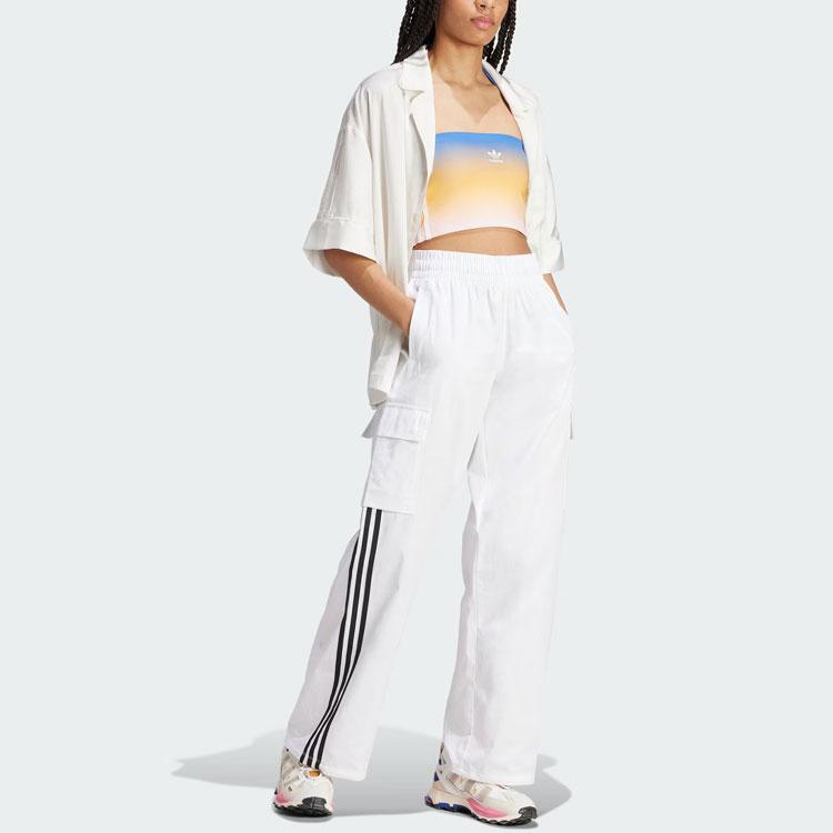 adidas Originals Cargo Trousers With Three Stripes Women Bottoms White JH3176