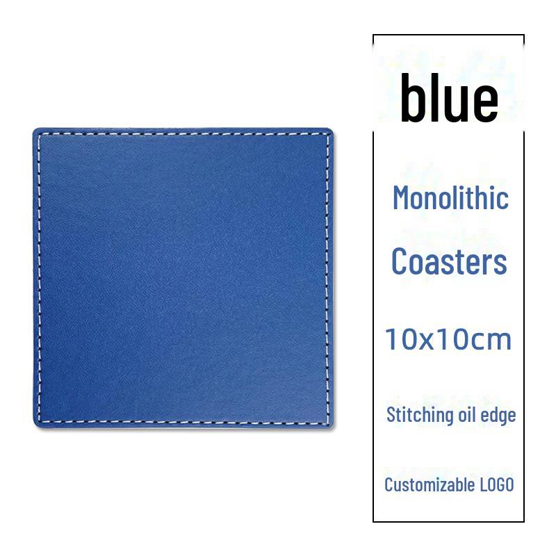 Custom PU Leather Tea Coasters with Hand-Sewn Edges and Insulation Pad, Featuring Your Enterprise Logo.