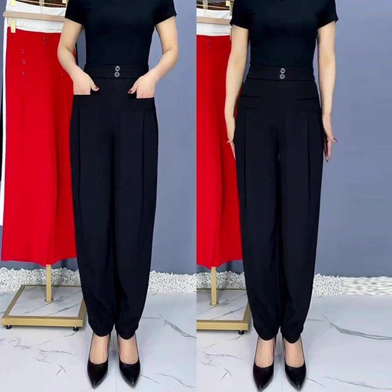 

Привлекательные черные гаремные брюки с высокой посадкой: Свободный, стильный и идеальный для весны и лета. 31