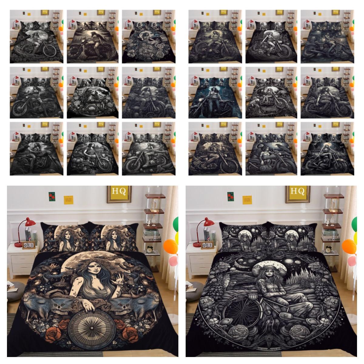 

Beauty Skull Design Комплект постельного белья Чехол из микрофибры Наволочка Полный комплект кровати Twin Size Модная девушка Домашний пододеяльник