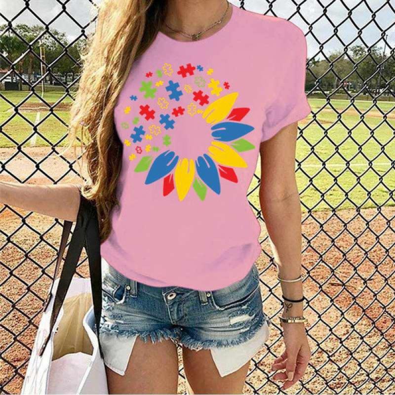 Cotton Printed Women's T-Shirt, Soft & Breathable O-Neck Short Sleeve Tee,Casual Funny Style T-Shirts
