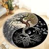 Vikama Flannel Yin-Yang Life Tree Pattern Round Floor Mat, Suitable For Home Decoration In Living Rooms, Bedrooms And Bathrooms.