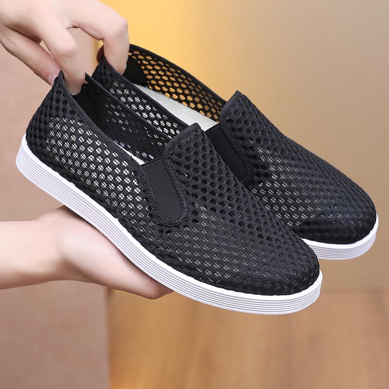 

Летние дышащие мужские туфли, классические сетчатые повседневные туфли, легкие туфли в спортивном стиле без ремешков на платформе rm shoes 44