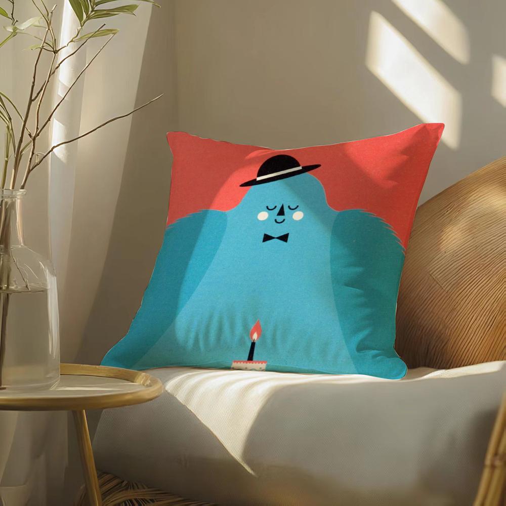 Illustration by DDawid Ryski Pillow Case Silky Elegant Comfort Sofa Bed Invisible Zipper