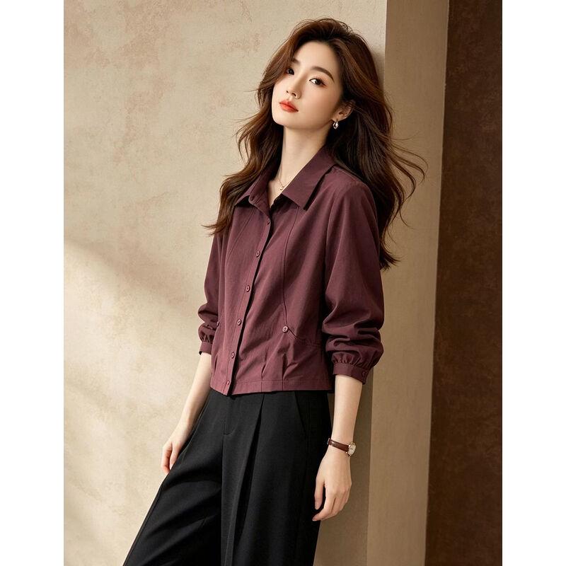 D.F.DEAR Autumn Lapel Button-Down Blouse