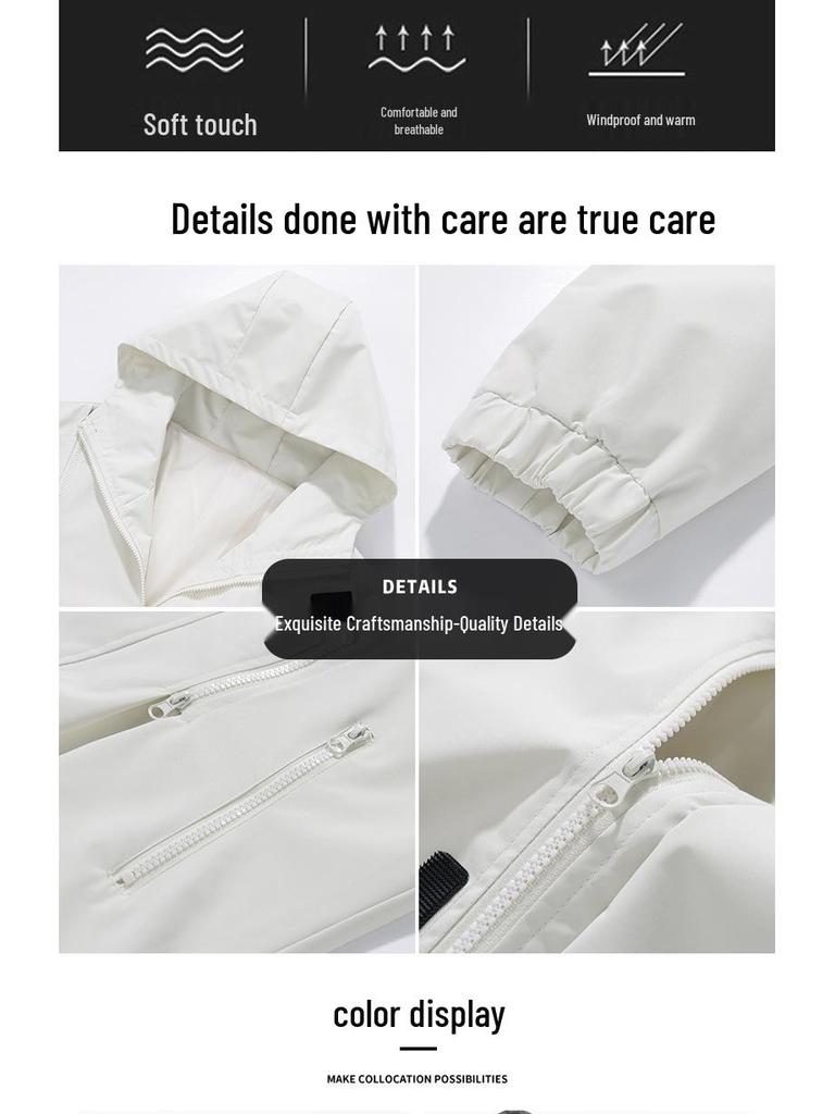 Casual Outdoor Hooded Windbreaker for Couples: Stylish, Three-Proof, Teen Mountaineering Jacket