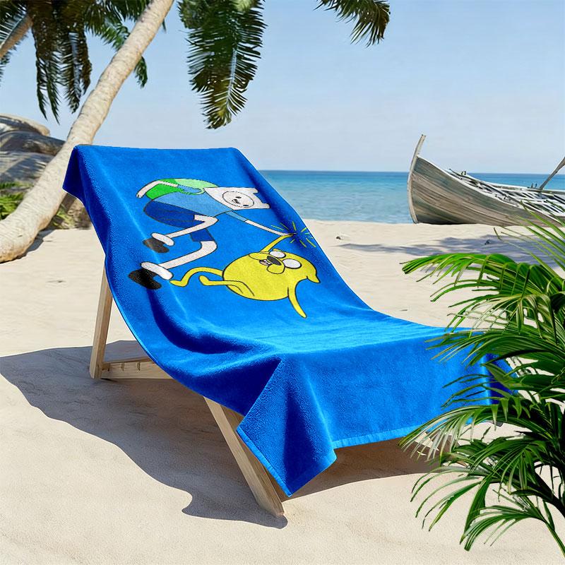 Adventure Time Print Beach Towel, Large Soft Quick Dry Towel for Beach Camping Swimming