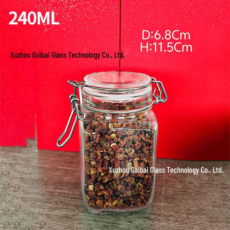 Small Capacity Snap Lid Glass Storage Jar for Dried Fruit & Tea