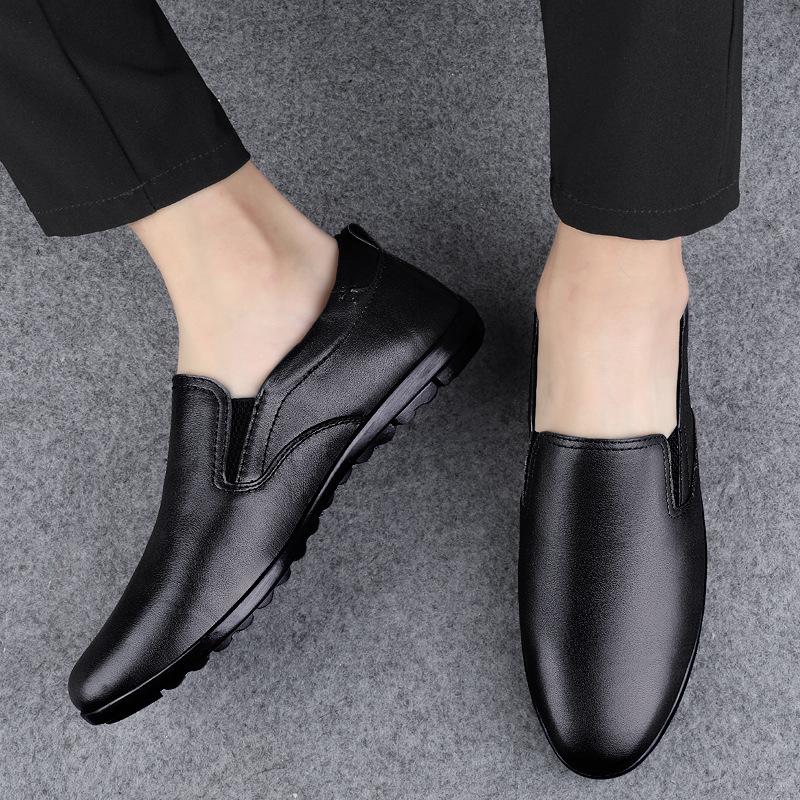 Men's shoes breathable leather shoes men's trend shallow mouth casual shoes business child driving shoes