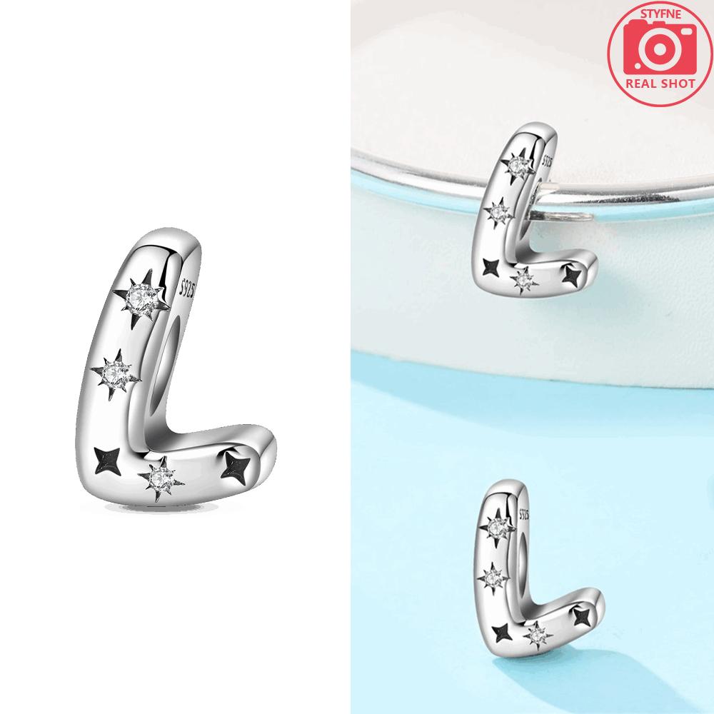 Letter Pendant Love White Zircon Stars Original Copper English Letters Beads Fit Bracelet Accessory Jewelry Gift Women Diy