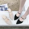 Baotou Thick Heel Sandals Women's New Outer Wear Slippers In Summer 2025 Pointed Breathable Cloth High Heel with Skirt Sandals