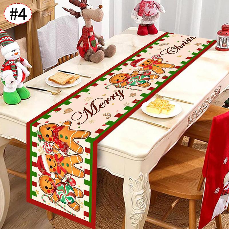 Christmas Themed Table Runner Santa Claus Table Flag Xmas Decor Tablecloth Navidad New Year Gifts Table Party Decor Supplies