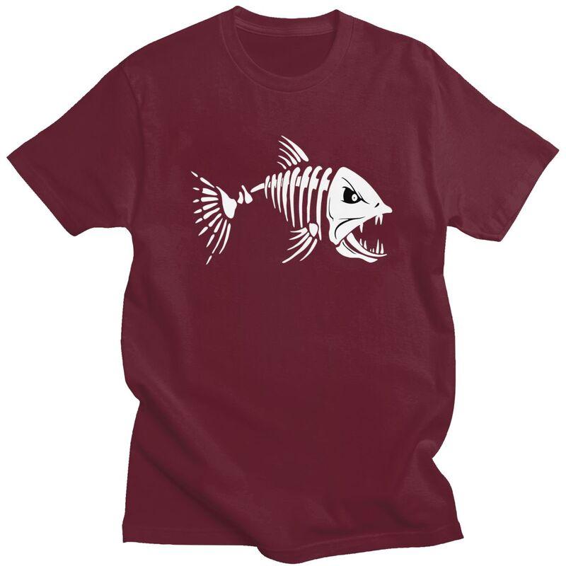 Custom Fish Bone Fishing Skeleton T Shirt for Men Tshirt Tees Tshirt Loose Fit